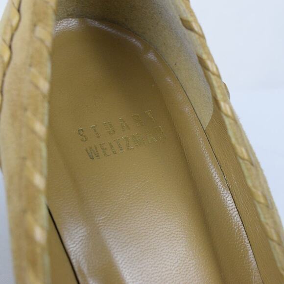 Stuart Weitzman Tan Suede Whipstitch Western Pointed Toe Low Kitten Heel Size 8 - Picture 8 of 12